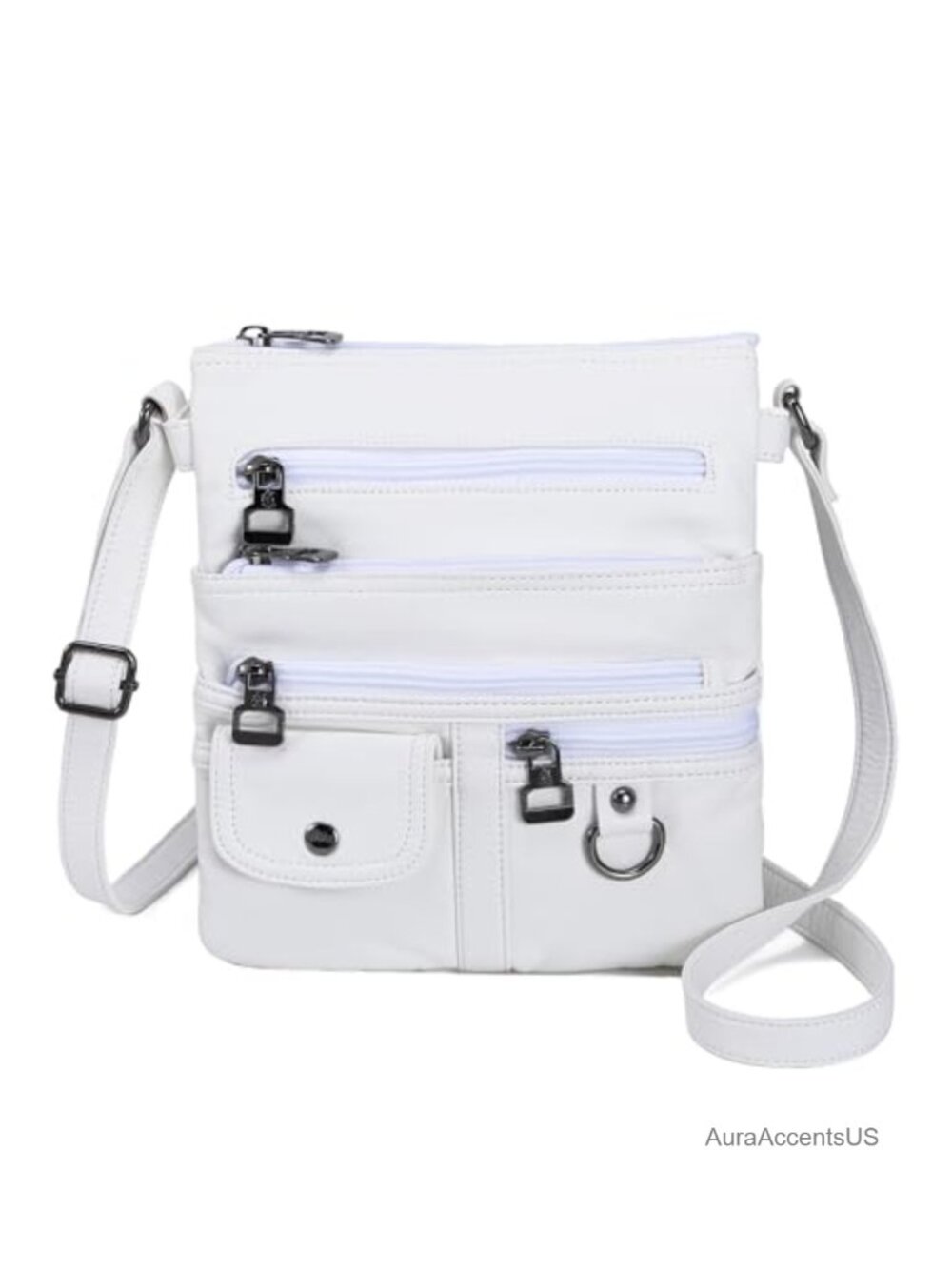Small Multi Pocket Crossbody Bag Faux Leather Adjustable Strap Women